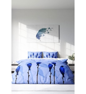 Çift Kişilik ( Lastikli Çarşaflı ) %100 Pamuk Saten Nevresim Takımı Blue Birds