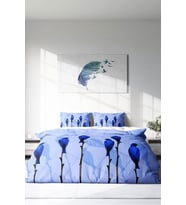 Çift Kişilik ( Lastikli Çarşaflı ) %100 Pamuk Saten Nevresim Takımı Blue Birds