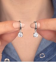 925 Ayar Gümüş Tek Taş Sallantılı Küpe