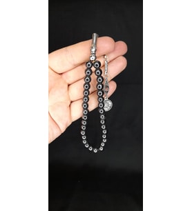 HEMATİT TAŞI TESBİH 8 MM KÜRE KESİM KOYU GRİ RENKLİ T-330 (Çok Renkli)