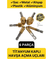 6 Parça Premium Titanyum Kaplama HSS Bits Uçlu Kırılmaz A Kalite Paslanmaz Havşa Açma Matkap Uç Seti