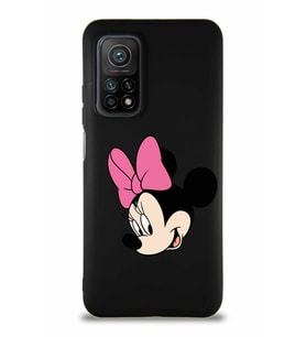 Xiaomi Mi 10T Soft Premier Kapak Minnie Mouse-B Tasarımlı Silikon Kılıf - Siyah (Şeffaf)