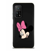 Xiaomi Mi 10T Soft Premier Kapak Minnie Mouse-B Tasarımlı Silikon Kılıf - Siyah (Şeffaf)