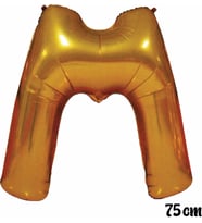 Pazariz  75 cm M Harfi Folyo Balon Altın