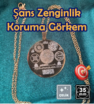 🙏Şans Zenginlik Koruma Görkem Tılsımı Çelik Kolye 🎨 Altın Renk (19)