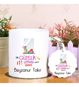 Güzellik Uzmanına Özel  Kupa Bardak ve Anahtarlık Hediye Seti (Model 1)