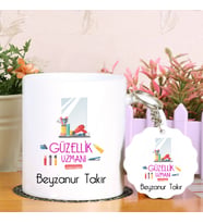 Güzellik Uzmanına Özel  Kupa Bardak ve Anahtarlık Hediye Seti (Model 1)