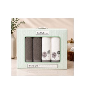Özdilek Bamboo Hamam Seti, Banyo Havlu Takımı-Phlox Antrasit Beyaz