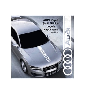 Audi İçin Uyumlu Aksesuar Oto Kaput Şerit Sticker Beyaz 60*12 Cm