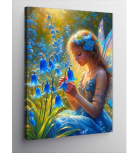Kanvas Tablo Mavi Çiçek Ve Peri Kızı