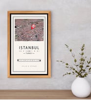 BK Gift Kişiye Özel Renkli İstanbul Haritası Tasarımlı Dekoratif Retro Ahşap Çerçeveli Tablo-1