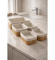 Bambu 5’Li Organizer Düzenleyici Sepet Seti Banyo Dolap Mutfak