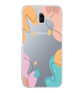 Samsung Galaxy J6 Plus Uyumlu Kamera Korumalı Kapak Karışık Renkler Tasarımlı  Şeffaf  Kılıf