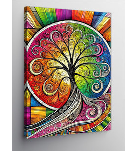Kanvas Tablo Renkli Spiral Hayat Ağacı