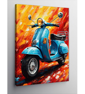 Kanvas Tablo Alevli Mavi Vespa