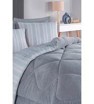 Relax Soft Çift Taraflı Pamuklu Uyku Seti 4 Parça Çift Kişilik Yorgan Takımı (Gri)