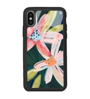 iPhone Xs Suluboya Çiçek Tasarımlı Glossy Telefon Kılıfı