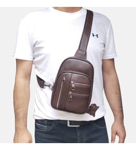 Lederax Hakiki Deri Göğüs Çantası Bodybag  LD484 (Kahverengi)