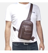 Lederax Hakiki Deri Göğüs Çantası Bodybag  LD484 (Kahverengi)