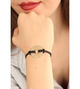 LOVE (Aşık) Siyah Deri İpli Unisex Mood Bileklik