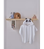 Doqu Home Panda Figürlü Havlu Panço - Piny Bebek Havlu Panço - Panda - Pamuk (Beyaz)