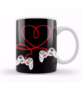 Heart Game Controllers Video Gamers Gaming Valentines Day Kupa Bardak Porselen
