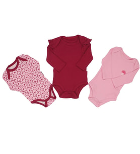 Kız Bebek Fuşya Pembe Omuzları Fırfırlı Kalp Desenli 3'lü Zıbın Set