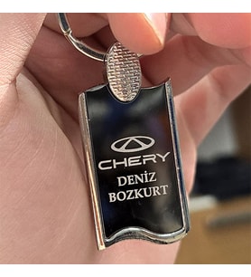 Kişiye Özel İsimli Çelik Anahtarlık Kutulu Araba Araç Marka Logo Baskılı - Her marka mevcut (Siyah)