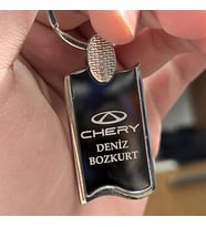 Kişiye Özel İsimli Çelik Anahtarlık Kutulu Araba Araç Marka Logo Baskılı - Her marka mevcut (Siyah)