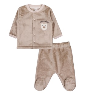 Civil Baby Ayıcık Nakışlı 1-9 Ay Pijama Takımı - Kahverengi
