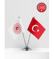 Çevre ve Şehircilik Bakanlığı İkili Masa Bayrağı Set - Saten Kumaş 1. Kalite