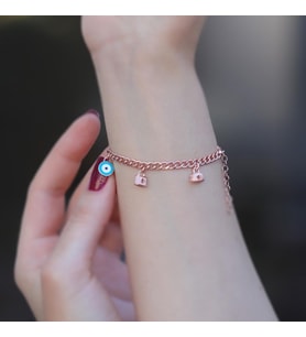 Rose Gold Kaplama Gümüş Dilek Bilekliği