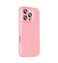 iPhone 16 Pro Max Kılıf Kamera Korumalı Simli Parıltılı Lüks Silikon (Açık Pembe)