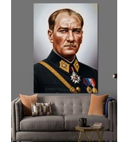 Atatürk Mareşal Kıyafeti Portre Dekoratif Kanvas - Mdf Ahşap Tablo