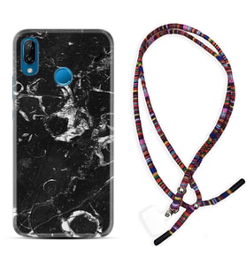 Huawei P20 Lite Mate 10 20 Lite Pro P40 Lite KılıfBoyun Asklı Rasta Silikon Black Hole Marble 1387