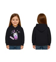 Unisex Baskılı Çocuk Swaetshirt Kapüşonlu 3 İplik Şardonlu Kuromi baskılı (Siyah)