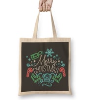 Yılbaşı Yeni Yıl Konseptli Merry Christmas 016 Bez Çanta Uzun Saplı