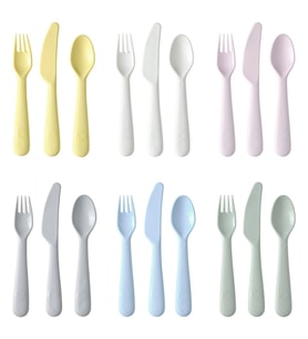 Çocuk Çatal Kaşık Bıçak Seti, Pastel Tonlar, 18 Parça