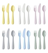 Çocuk Çatal Kaşık Bıçak Seti, Pastel Tonlar, 18 Parça