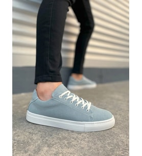 Austin Bağcıklı Cilt Erkek Günlük Sneaker Ayakkabı - Mavi