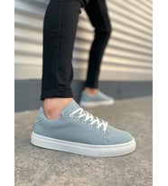 Austin Bağcıklı Cilt Erkek Günlük Sneaker Ayakkabı - Mavi