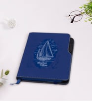 BK Gift Kişiye Özel Gemi Tasarımlı Lacivert Termo Deri Defter-2