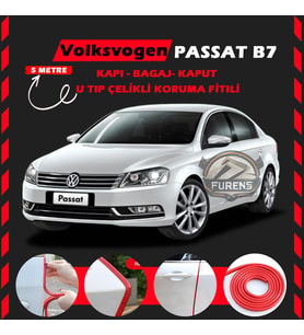 Volksvogen Passat B7 Oto Araç Kapı Koruma Fitili 5metre Parlak Kırmızı Renk