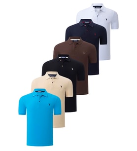 ALTILI SET T8561 DEWBERRY ERKEK T-SHIRT-SİYAH-BEYAZ-LACİVERT-MAVİ-KAHVE-BEJ (Karışık)