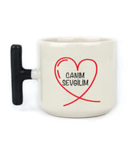 Canım Sevgilim Baskılı Siyah Kulplu T Kupa