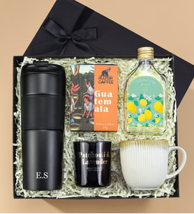 Kişiye Özel French Press Termos & Porselen Kupa & Rakle Mum & Alerya Guatemala Filtre Kahve & 200 ml Trendmiya Limon Kolonyası Hediye Seti