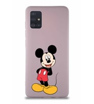 Samsung Galaxy M31S Soft Premier Kapak Mickey Mouse-B Tasarımlı Silikon Kılıf - Pudra (Şeffaf)