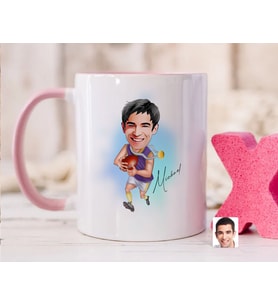 Bk Gift Kişiye Özel Amerikan Futbolcusu Karikatürlü Pembe Kupa Bardak-11, Sevgiliye Hediye, Arkadaşa Hediye