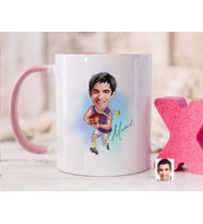 Bk Gift Kişiye Özel Amerikan Futbolcusu Karikatürlü Pembe Kupa Bardak-11, Sevgiliye Hediye, Arkadaşa Hediye