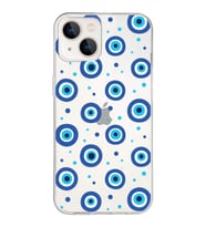 PrintiFy Apple  iPhone 13 ile Uyumlu 1mm Slim Fit Nazar Boncuğu 1 Baskılı Şeffaf  Kılıf